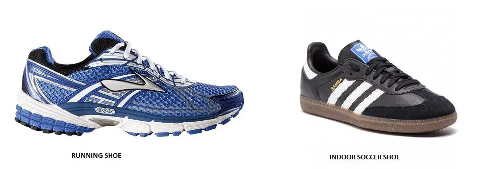 running shoe vs indoor soccer shoe