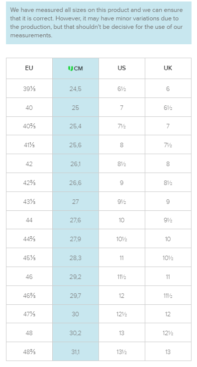 adidas cleats size chart